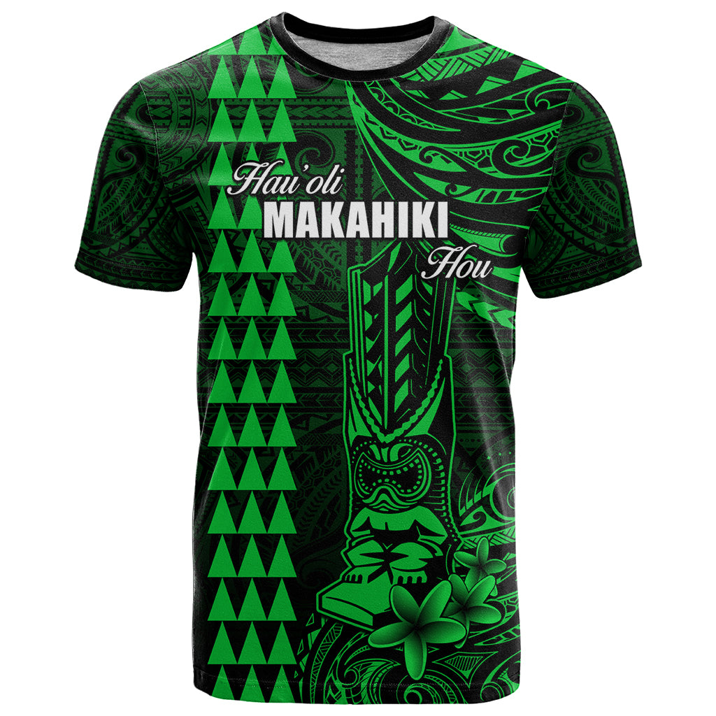 Personalized Hawaii Hauoli Makahiki Hou T Shirt Lono Hawaiian God Kakau Polynesian Tribal Green LT05 Green - Polynesian Pride