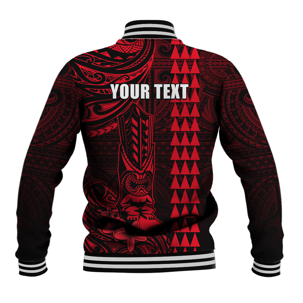 Personalized Hawaii Hauoli Makahiki Hou Baseball Jacket Lono Hawaiian God Kakau Polynesian Tribal Red LT05 - Polynesian Pride