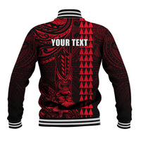 Personalized Hawaii Hauoli Makahiki Hou Baseball Jacket Lono Hawaiian God Kakau Polynesian Tribal Red LT05 - Polynesian Pride
