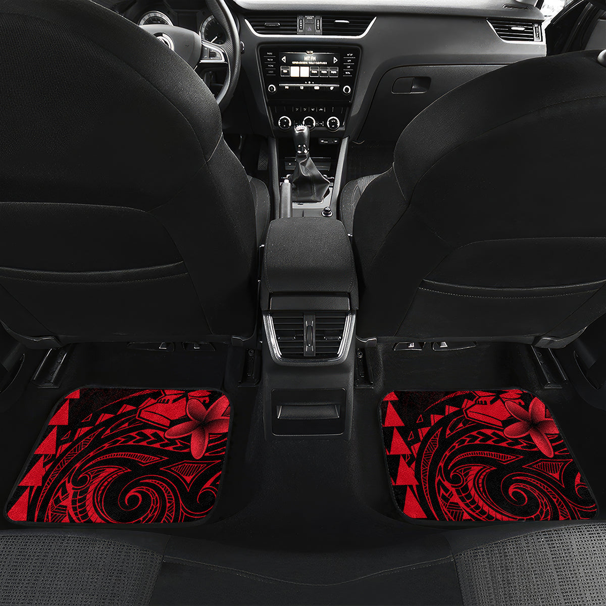 Hawaii Hauoli Makahiki Hou Car Mats Lono Hawaiian God Kakau Polynesian Tribal Red LT05 - Polynesian Pride