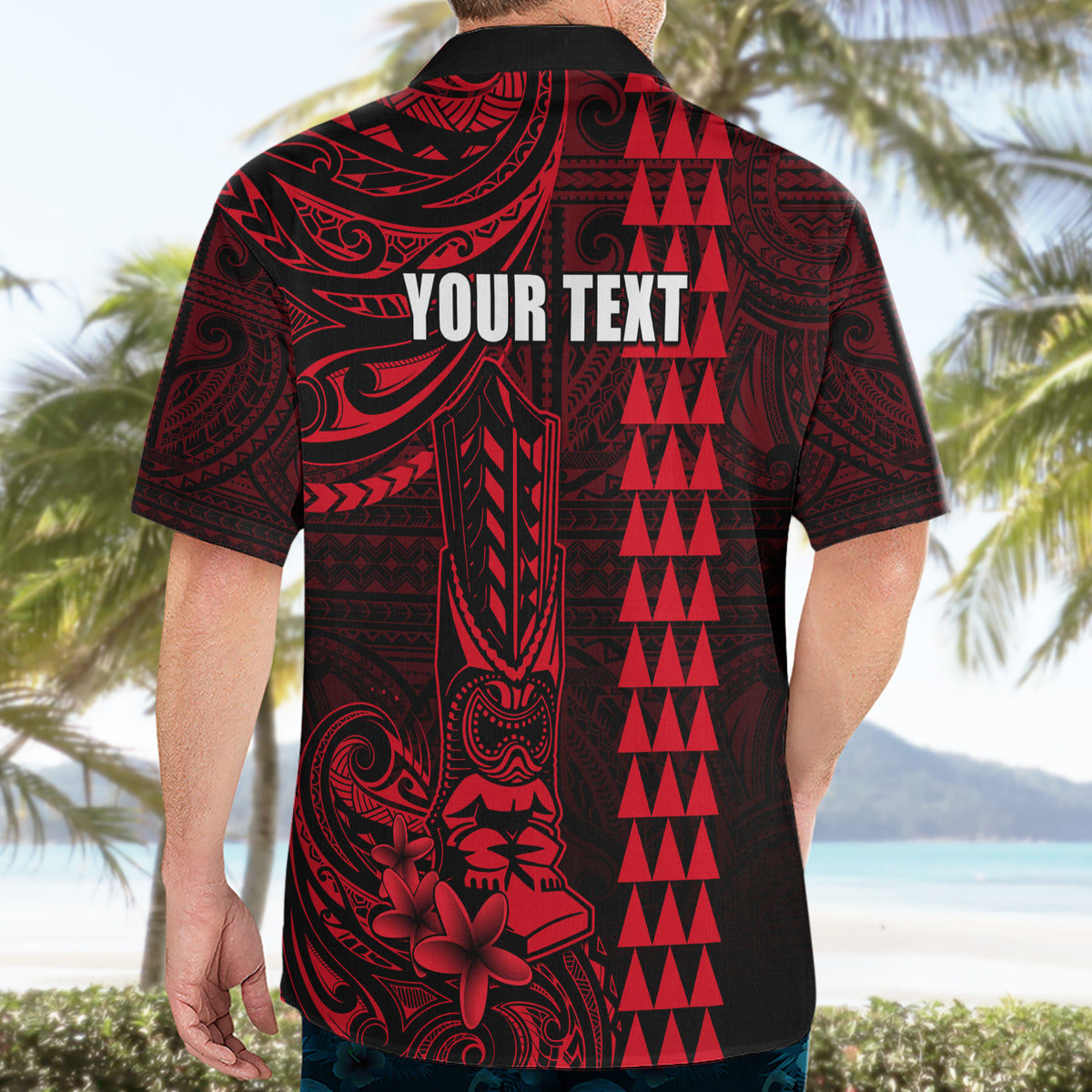 Personalized Hawaii Hauoli Makahiki Hou Hawaiian Shirt Lono Hawaiian God Kakau Polynesian Tribal Red LT05 - Polynesian Pride