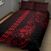 Hawaii Hauoli Makahiki Hou Quilt Bed Set Lono Hawaiian God Kakau Polynesian Tribal Red LT05 - Polynesian Pride