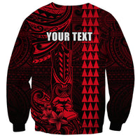 Personalized Hawaii Hauoli Makahiki Hou Sweatshirt Lono Hawaiian God Kakau Polynesian Tribal Red LT05 - Polynesian Pride