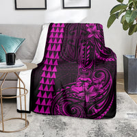 Hawaii Hauoli Makahiki Hou Blanket Lono Hawaiian God Kakau Polynesian Tribal Pink LT05 - Polynesian Pride