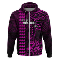 Personalized Hawaii Hauoli Makahiki Hou Hoodie Lono Hawaiian God Kakau Polynesian Tribal Pink LT05 - Polynesian Pride