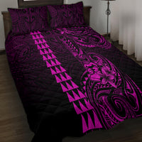 Hawaii Hauoli Makahiki Hou Quilt Bed Set Lono Hawaiian God Kakau Polynesian Tribal Pink LT05 - Polynesian Pride