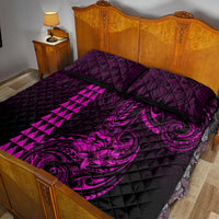 Hawaii Hauoli Makahiki Hou Quilt Bed Set Lono Hawaiian God Kakau Polynesian Tribal Pink LT05 - Polynesian Pride