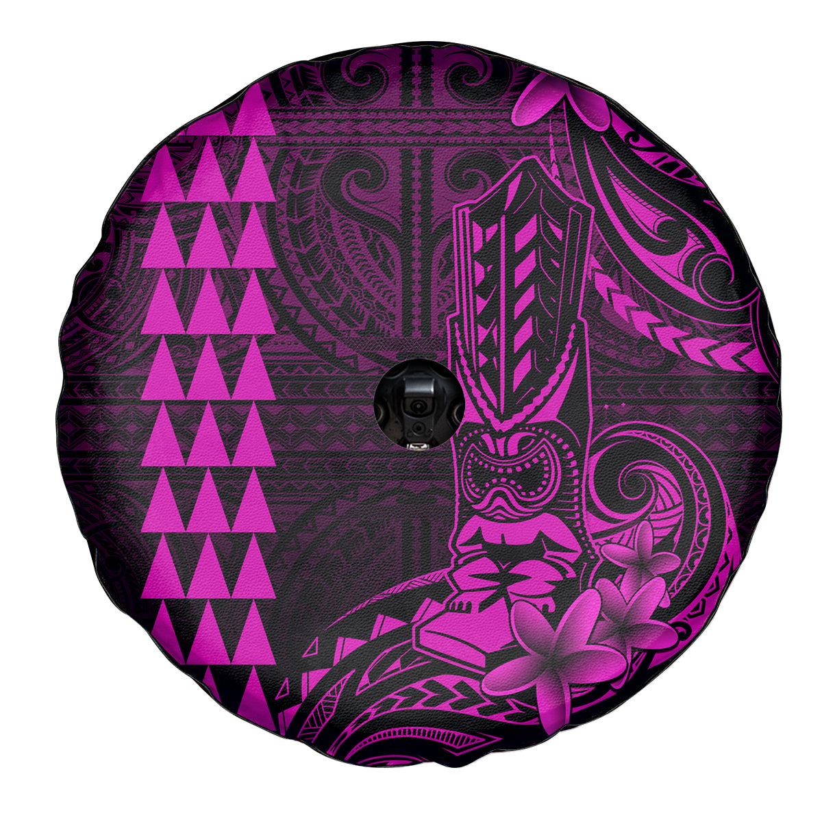Hawaii Hauoli Makahiki Hou Spare Tire Cover Lono Hawaiian God Kakau Polynesian Tribal Pink LT05 - Polynesian Pride