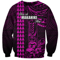 Personalized Hawaii Hauoli Makahiki Hou Sweatshirt Lono Hawaiian God Kakau Polynesian Tribal Pink LT05 Unisex Pink - Polynesian Pride
