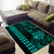 Hawaii Hauoli Makahiki Hou Area Rug Lono Hawaiian God Kakau Polynesian Tribal Turquoise LT05 - Polynesian Pride