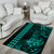 Hawaii Hauoli Makahiki Hou Area Rug Lono Hawaiian God Kakau Polynesian Tribal Turquoise LT05 - Polynesian Pride