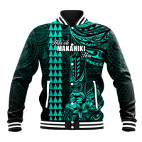 Personalized Hawaii Hauoli Makahiki Hou Baseball Jacket Lono Hawaiian God Kakau Polynesian Tribal Turquoise LT05 Unisex Turquoise - Polynesian Pride