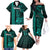 Personalized Hawaii Hauoli Makahiki Hou Family Matching Off Shoulder Long Sleeve Dress and Hawaiian Shirt Lono Hawaiian God Kakau Polynesian Tribal Turquoise LT05 - Polynesian Pride