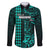 Personalized Hawaii Hauoli Makahiki Hou Family Matching Puletasi Dress and Hawaiian Shirt Lono Hawaiian God Kakau Polynesian Tribal Turquoise LT05 Dad's Shirt - Long Sleeve Turquoise - Polynesian Pride