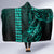 Hawaii Hauoli Makahiki Hou Hooded Blanket Lono Hawaiian God Kakau Polynesian Tribal Turquoise LT05 - Polynesian Pride