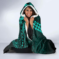 Hawaii Hauoli Makahiki Hou Hooded Blanket Lono Hawaiian God Kakau Polynesian Tribal Turquoise LT05 - Polynesian Pride