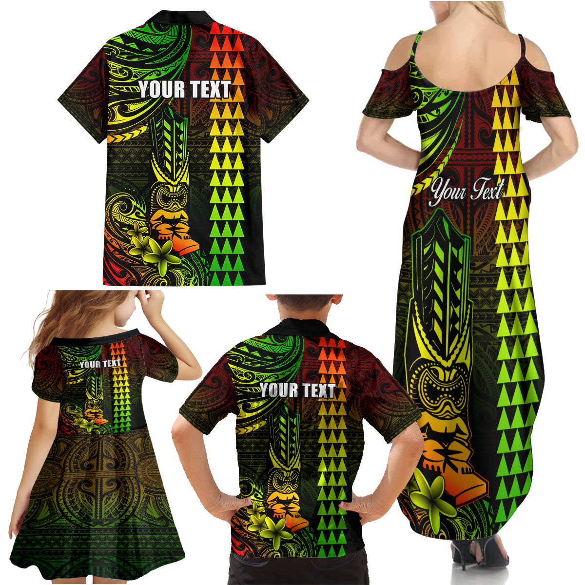 Personalized Hawaii Hauoli Makahiki Hou Family Matching Summer Maxi Dress and Hawaiian Shirt Lono Hawaiian God Kakau Polynesian Tribal Reggae LT05 - Polynesian Pride