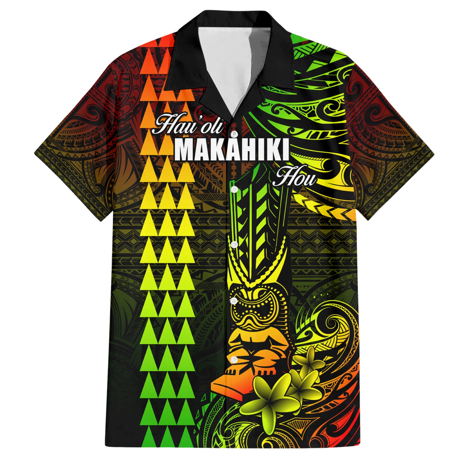 Personalized Hawaii Hauoli Makahiki Hou Hawaiian Shirt Lono Hawaiian God Kakau Polynesian Tribal Reggae LT05 Reggae - Polynesian Pride