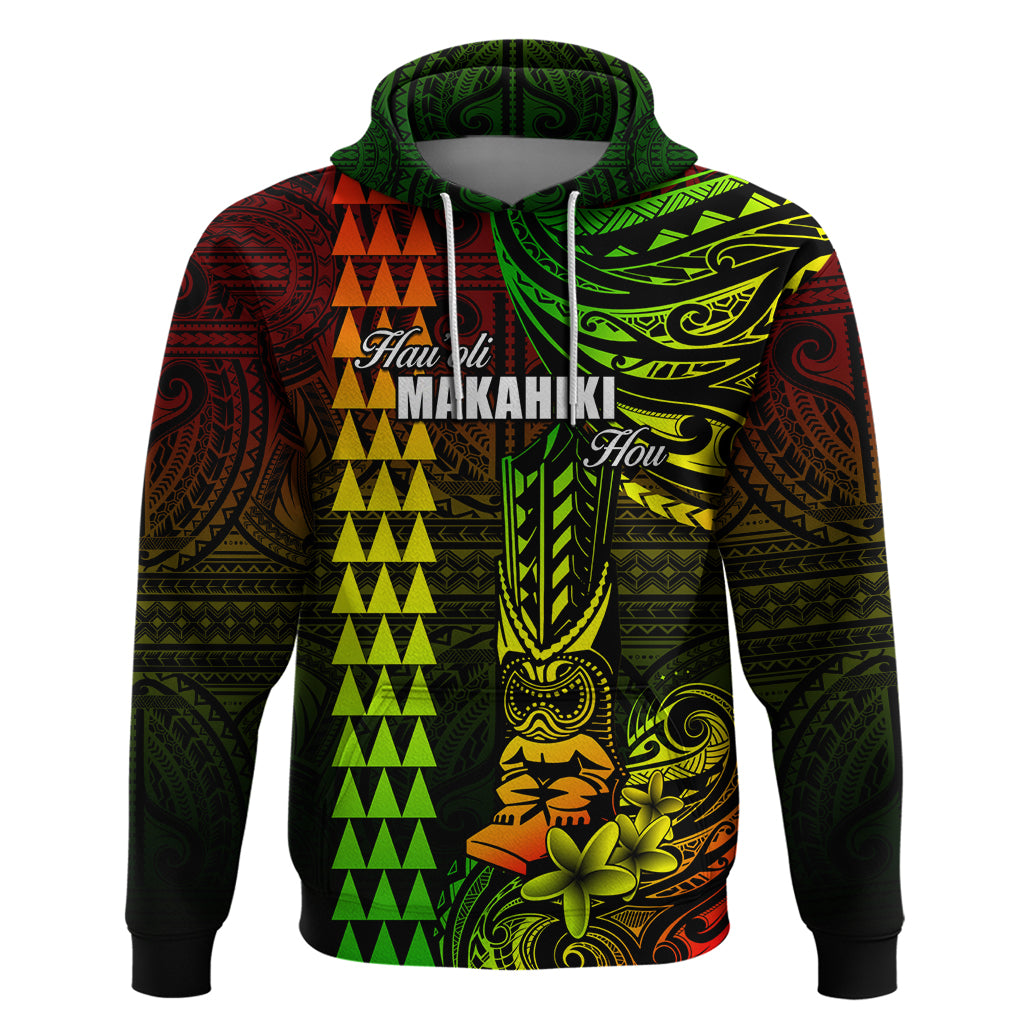 Personalized Hawaii Hauoli Makahiki Hou Hoodie Lono Hawaiian God Kakau Polynesian Tribal Reggae LT05 Reggae - Polynesian Pride