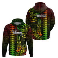Personalized Hawaii Hauoli Makahiki Hou Hoodie Lono Hawaiian God Kakau Polynesian Tribal Reggae LT05 - Polynesian Pride
