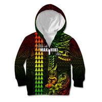Personalized Hawaii Hauoli Makahiki Hou Kid Hoodie Lono Hawaiian God Kakau Polynesian Tribal Reggae LT05 Zip Hoodie Reggae - Polynesian Pride