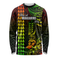 Personalized Hawaii Hauoli Makahiki Hou Long Sleeve Shirt Lono Hawaiian God Kakau Polynesian Tribal Reggae LT05 Unisex Reggae - Polynesian Pride