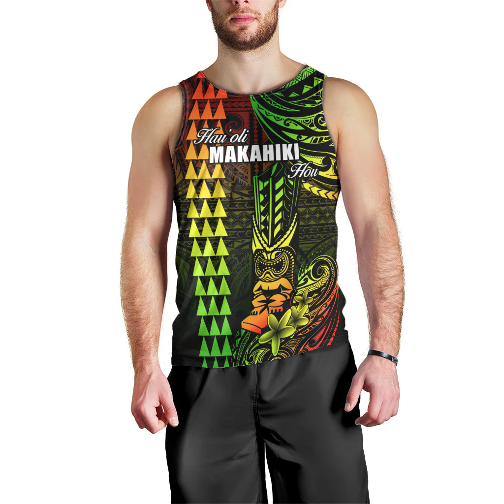 Personalized Hawaii Hauoli Makahiki Hou Men Tank Top Lono Hawaiian God Kakau Polynesian Tribal Reggae LT05 - Polynesian Pride