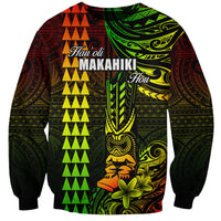 Personalized Hawaii Hauoli Makahiki Hou Sweatshirt Lono Hawaiian God Kakau Polynesian Tribal Reggae LT05 Unisex Reggae - Polynesian Pride