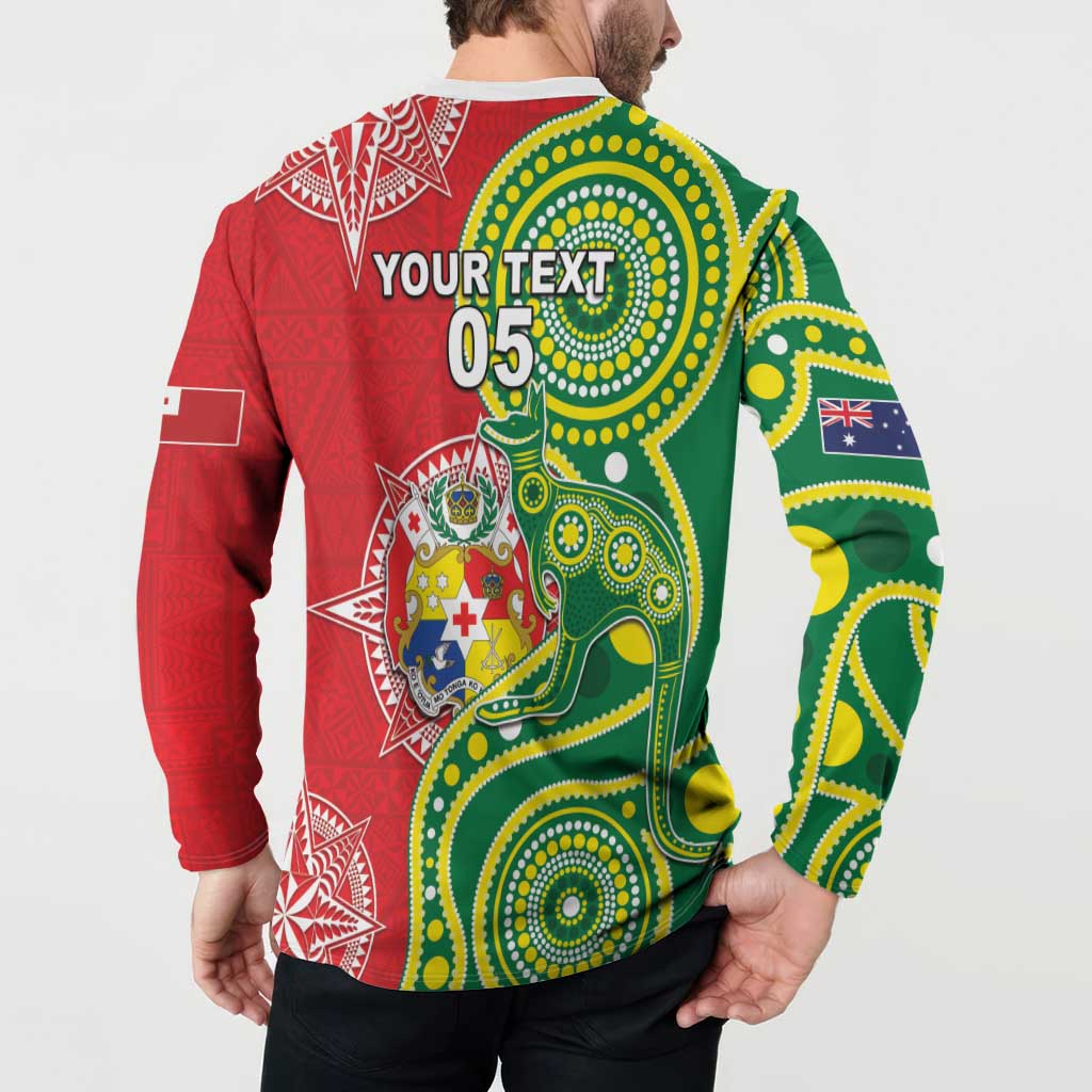 Custom Tonga Australia Rugby Button Sweatshirt Kangaroos And Tonga Mate Maa Together