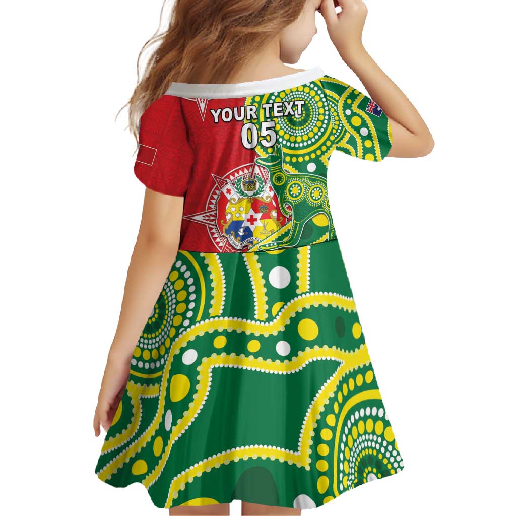 Custom Tonga Australia Rugby Family Matching Long Sleeve Bodycon Dress and Hawaiian Shirt Kangaroos And Tonga Mate Maa Together LT05 - Polynesian Pride