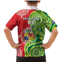 Custom Tonga Australia Rugby Family Matching Mermaid Dress and Hawaiian Shirt Kangaroos And Tonga Mate Maa Together LT05 - Polynesian Pride