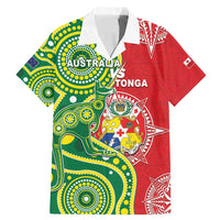 Custom Tonga Australia Rugby Family Matching Mermaid Dress and Hawaiian Shirt Kangaroos And Tonga Mate Maa Together LT05 Dad's Shirt - Short Sleeve Green - Polynesian Pride