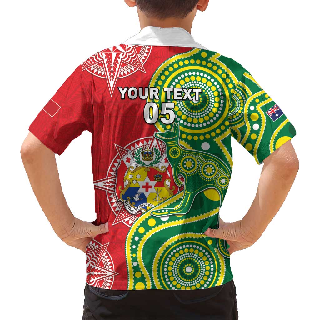 Custom Tonga Australia Rugby Family Matching Puletasi and Hawaiian Shirt Kangaroos And Tonga Mate Maa Together