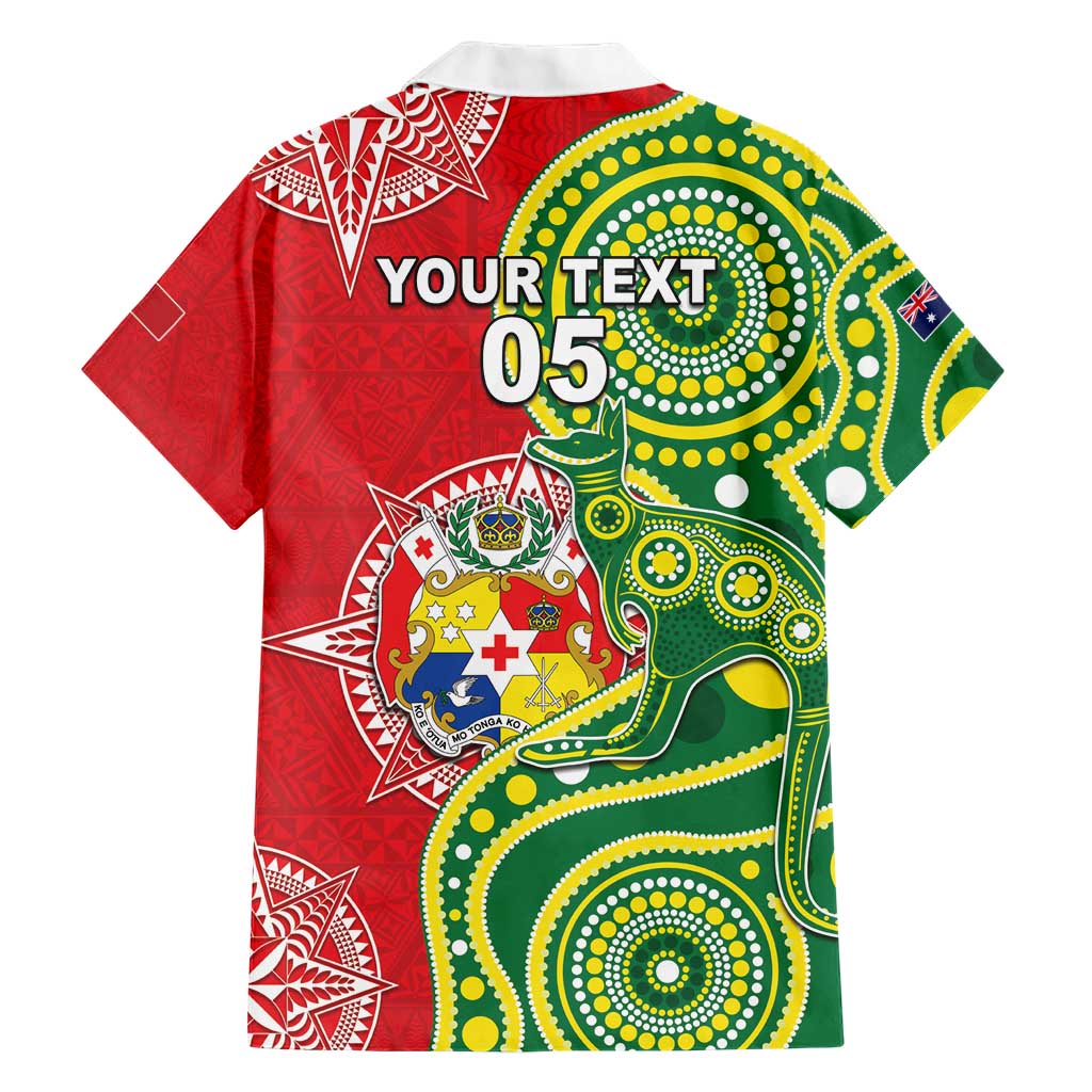 Custom Tonga Australia Rugby Family Matching Short Sleeve Bodycon Dress and Hawaiian Shirt Kangaroos And Tonga Mate Maa Together