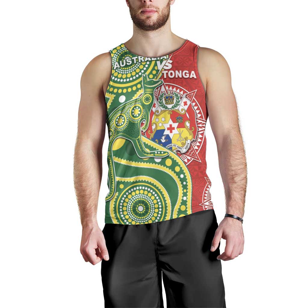 Custom Tonga Australia Rugby Men Tank Top Kangaroos And Tonga Mate Maa Together
