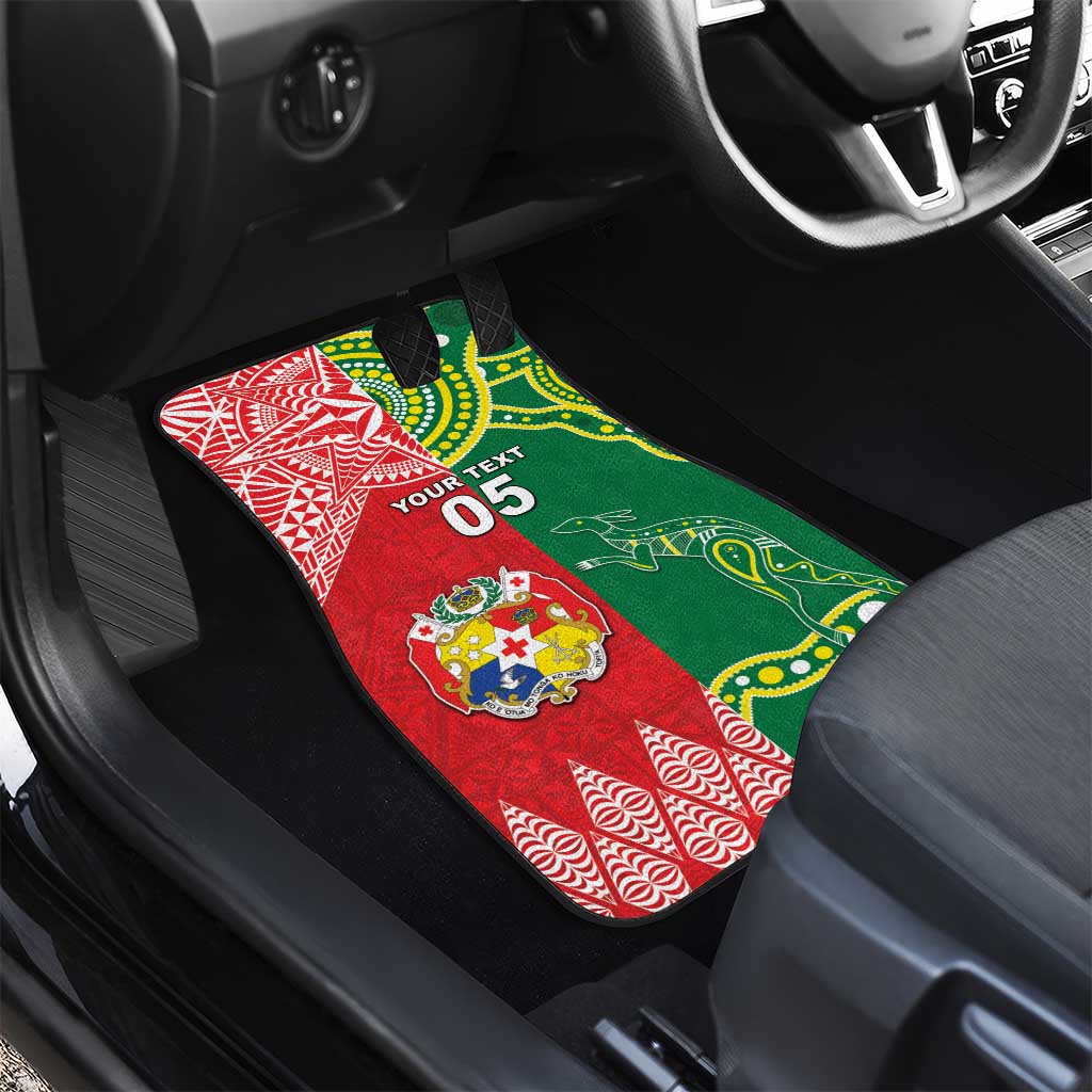 Custom Tonga XIII And Australia Kangaroos Car Mats Mate Maa Tongan Ngatu With Aboriginal