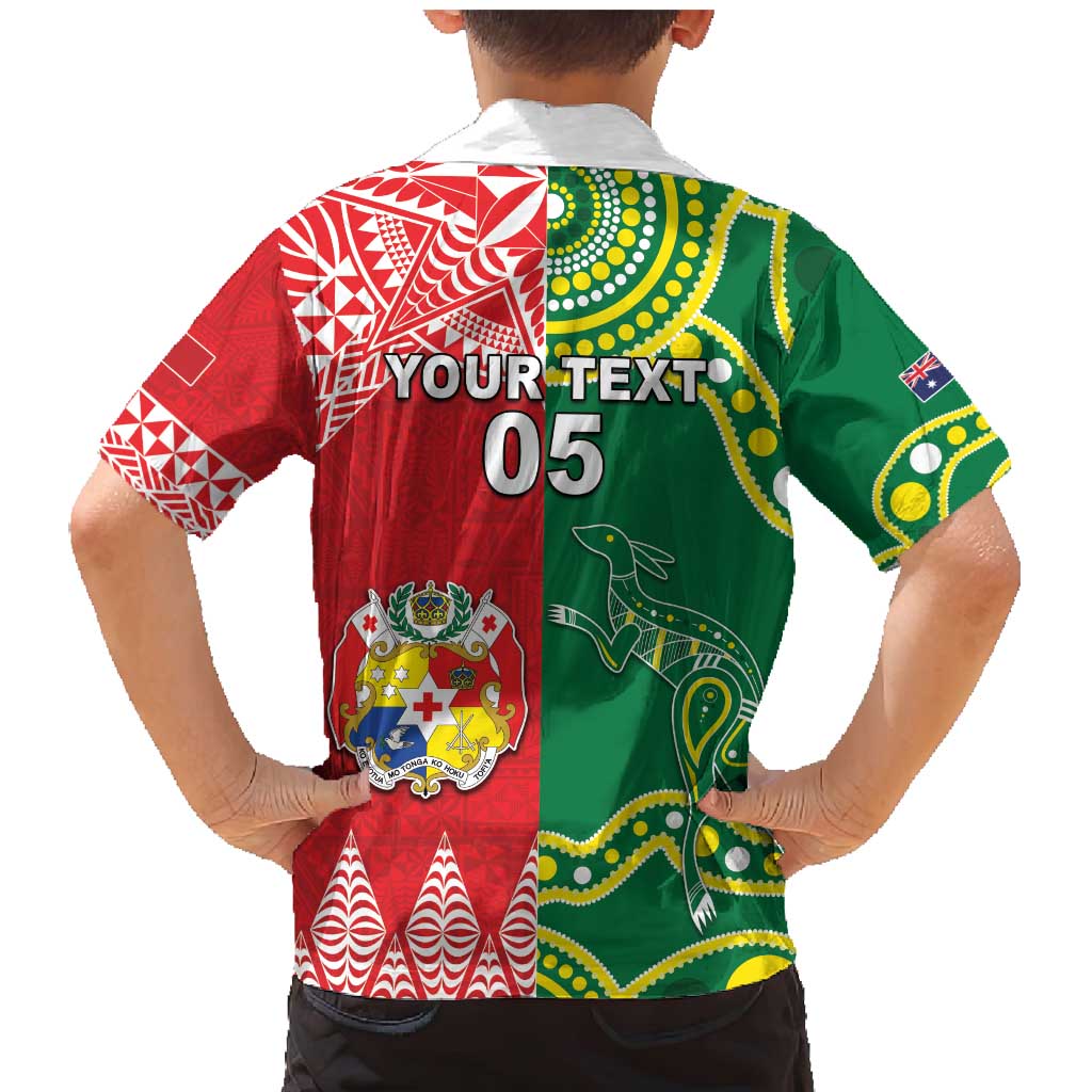 Custom Tonga XIII And Australia Kangaroos Family Matching Mermaid Dress and Hawaiian Shirt Mate Maa Tongan Ngatu With Aboriginal LT05 - Polynesian Pride