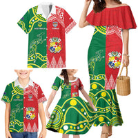 Custom Tonga XIII And Australia Kangaroos Family Matching Mermaid Dress and Hawaiian Shirt Mate Maa Tongan Ngatu With Aboriginal LT05 - Polynesian Pride
