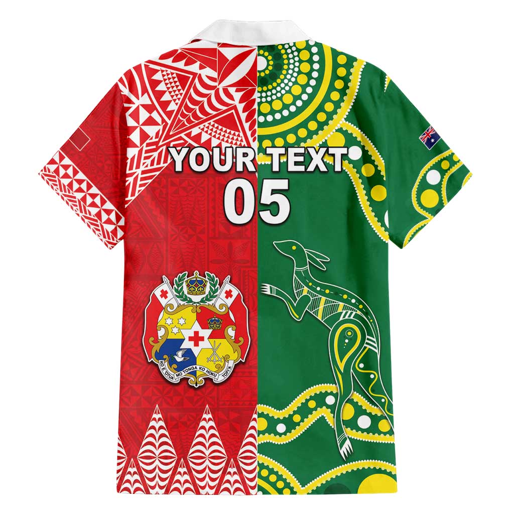 Custom Tonga XIII And Australia Kangaroos Family Matching Puletasi and Hawaiian Shirt Mate Maa Tongan Ngatu With Aboriginal LT05 - Polynesian Pride