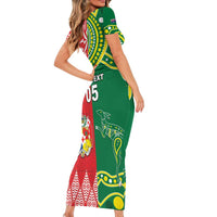 Custom Tonga XIII And Australia Kangaroos Family Matching Short Sleeve Bodycon Dress and Hawaiian Shirt Mate Maa Tongan Ngatu With Aboriginal LT05 - Polynesian Pride