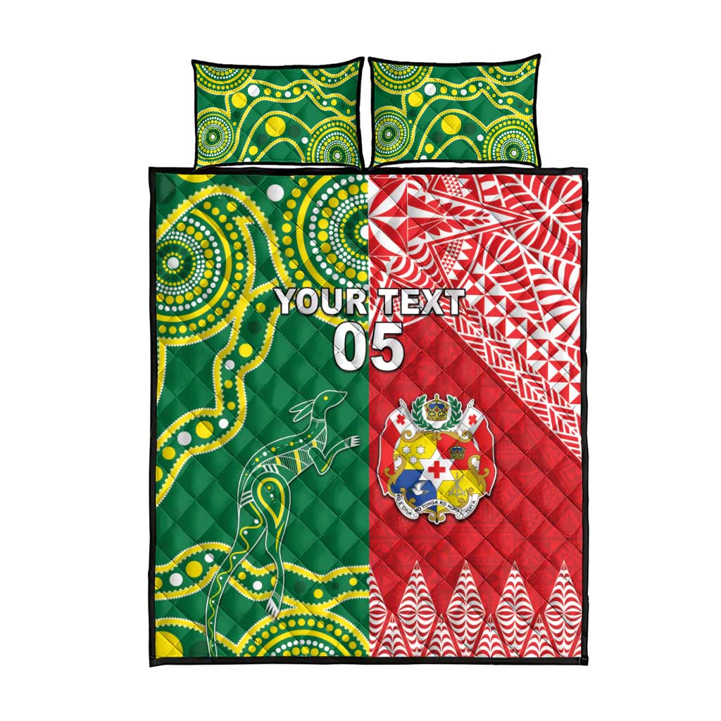 Custom Tonga XIII And Australia Kangaroos Quilt Bed Set Mate Maa Tongan Ngatu With Aboriginal