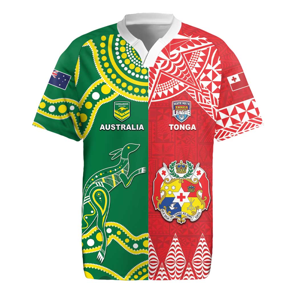 Custom Tonga XIII And Australia Kangaroos Rugby Jersey Mate Maa Tongan Ngatu With Aboriginal