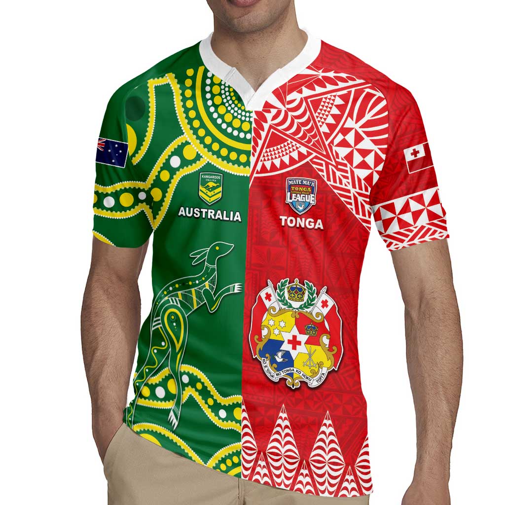 Custom Tonga XIII And Australia Kangaroos Rugby Jersey Mate Maa Tongan Ngatu With Aboriginal
