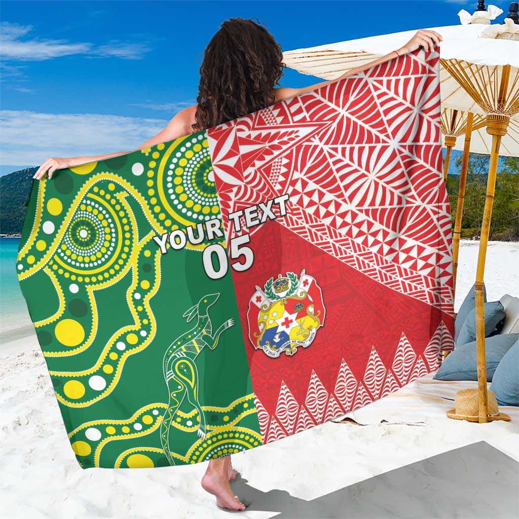 Custom Tonga XIII And Australia Kangaroos Sarong Mate Maa Tongan Ngatu With Aboriginal