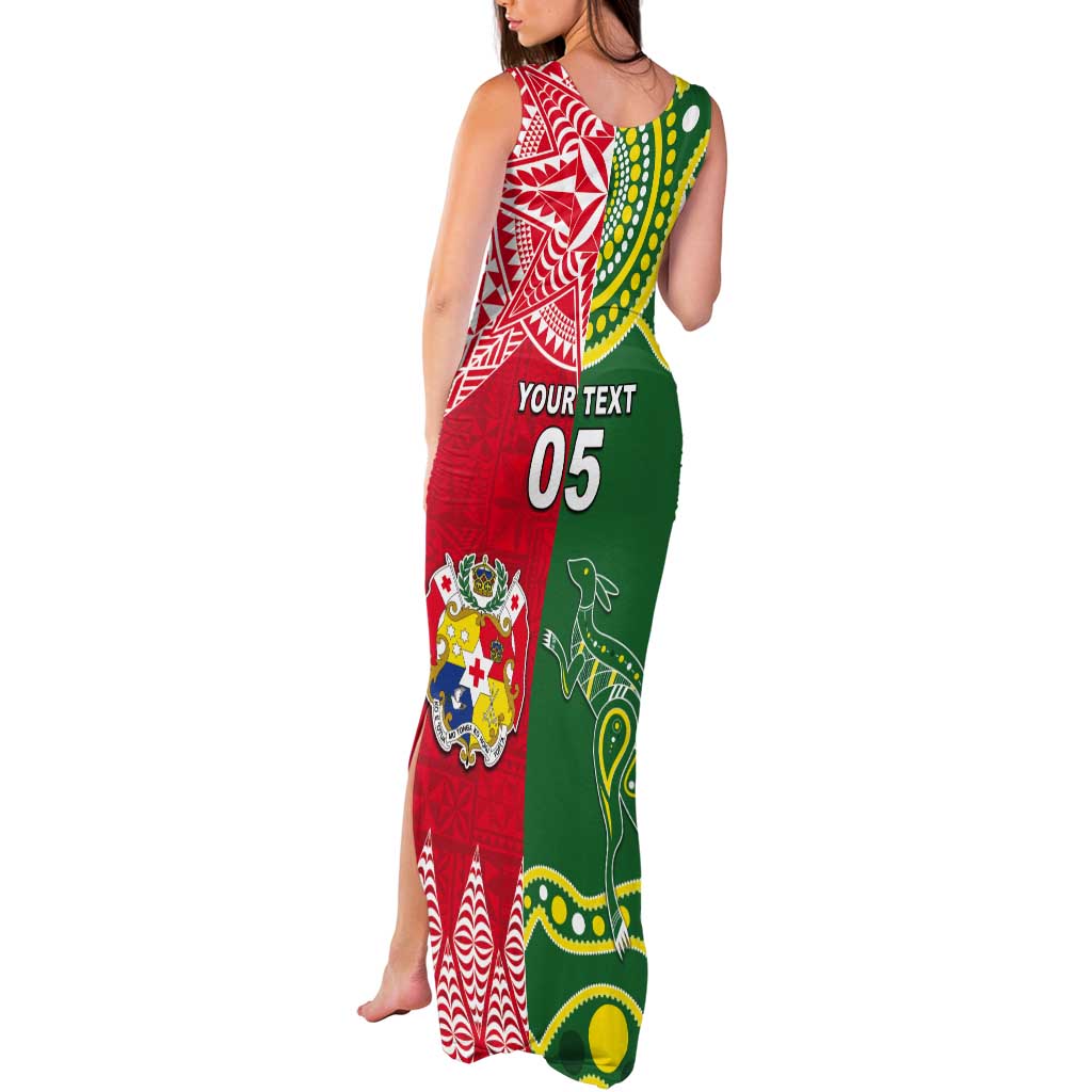 Custom Tonga XIII And Australia Kangaroos Tank Maxi Dress Mate Maa Tongan Ngatu With Aboriginal