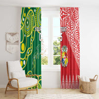 Custom Tonga XIII And Australia Kangaroos Window Curtain Mate Maa Tongan Ngatu With Aboriginal