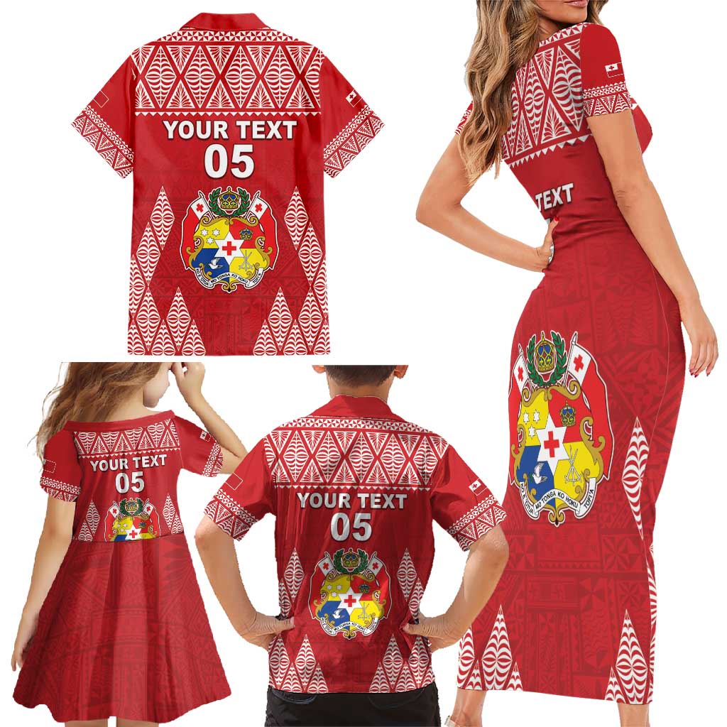 Custom Tonga Rugby Family Matching Short Sleeve Bodycon Dress and Hawaiian Shirt Tonga Mate Ma'a Take The Lead LT05 - Polynesian Pride