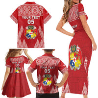 Custom Tonga Rugby Family Matching Short Sleeve Bodycon Dress and Hawaiian Shirt Tonga Mate Ma'a Take The Lead LT05 - Polynesian Pride