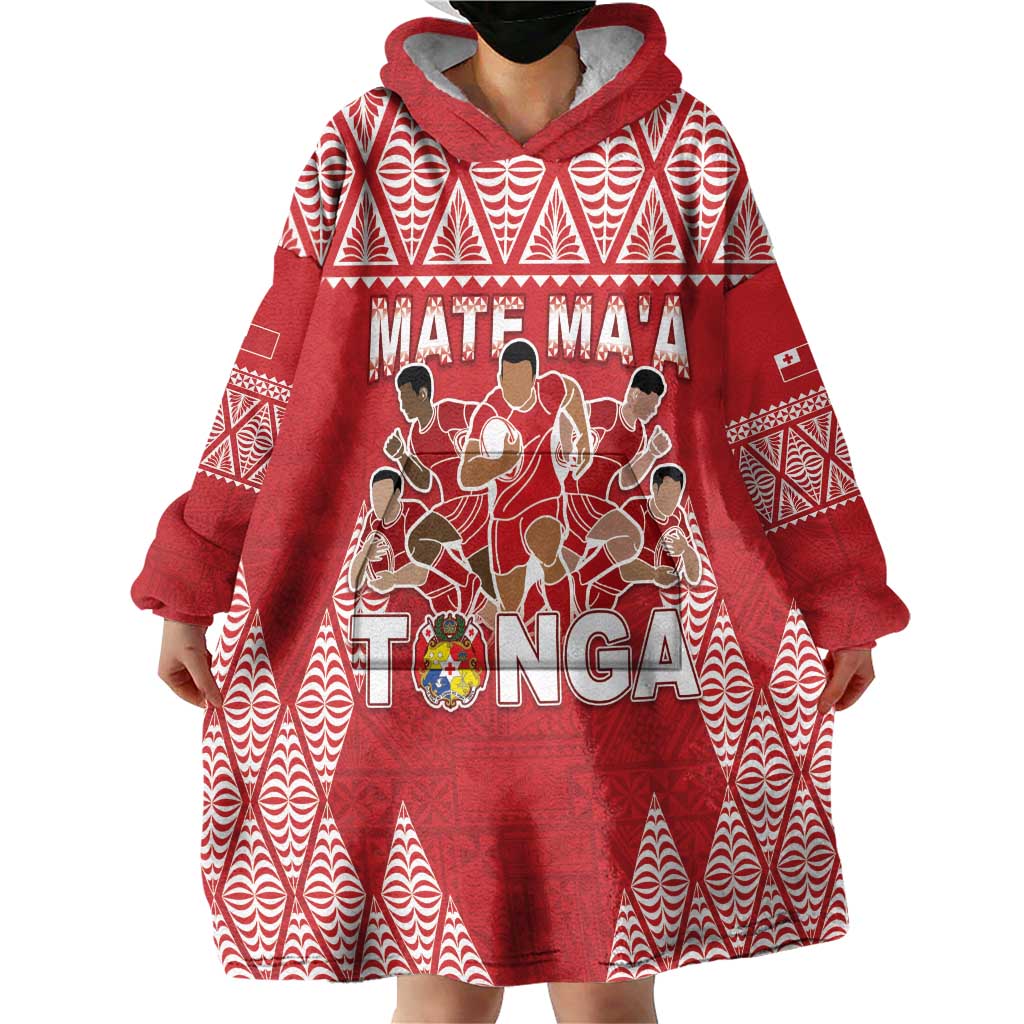 Custom Tonga Rugby Wearable Blanket Hoodie Tonga Mate Ma'a Take The Lead