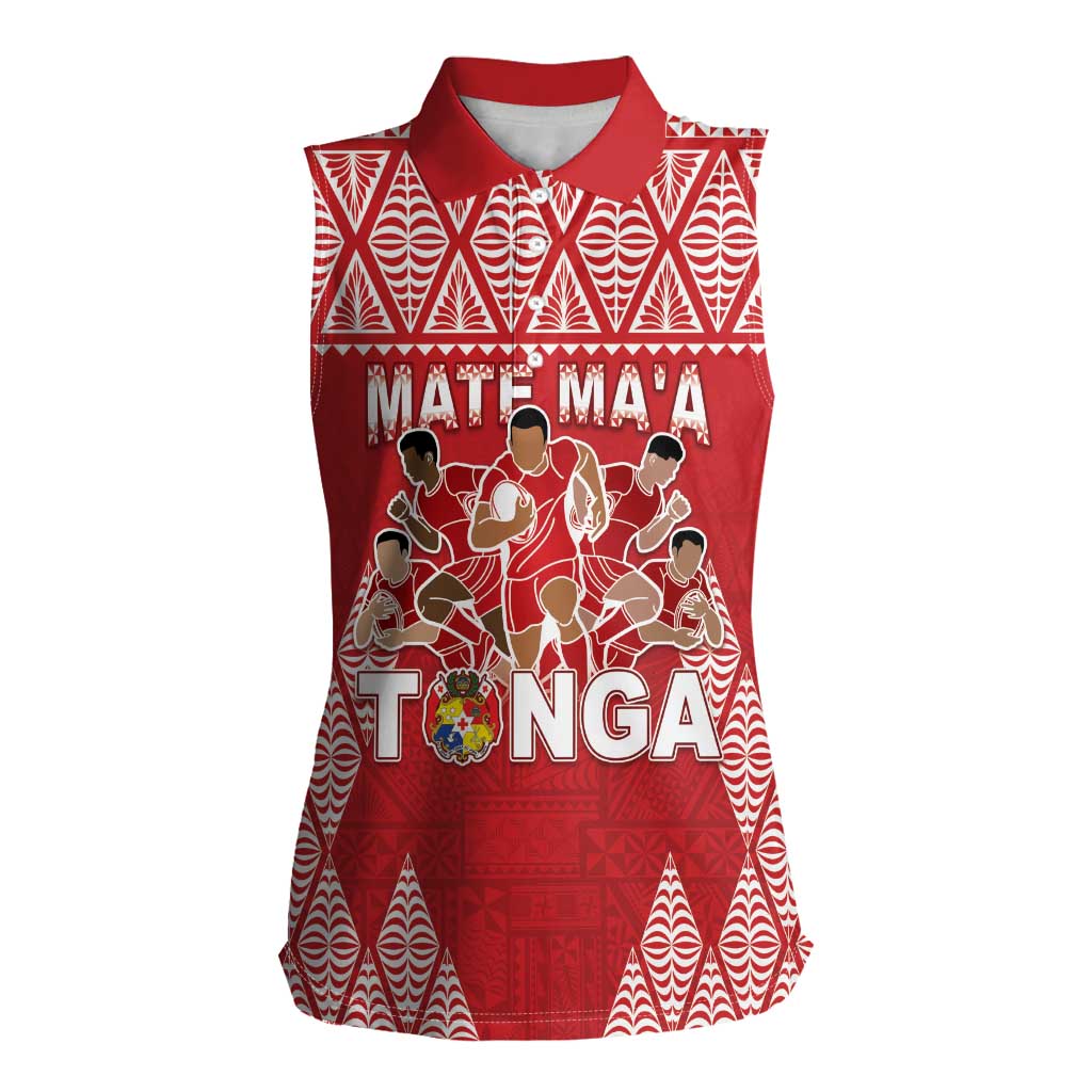 Custom Tonga Rugby Women Sleeveless Polo Shirt Tonga Mate Ma'a Take The Lead